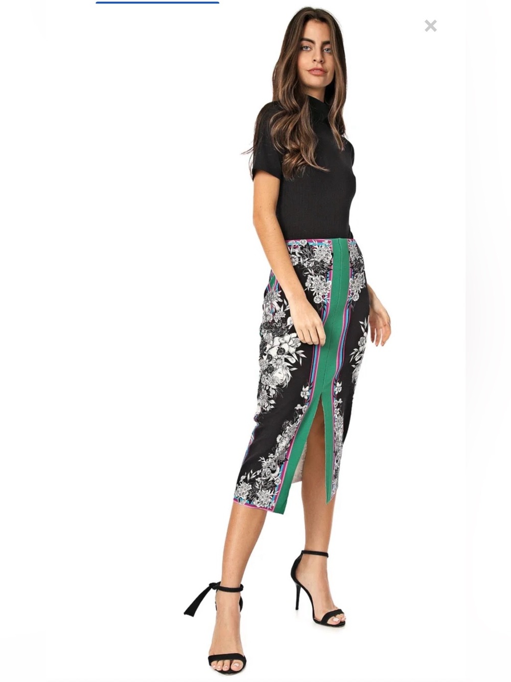 Colcci Floral skirt in Black & Green Like New